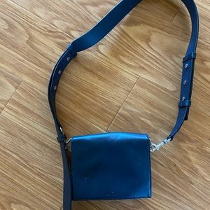 All Saints Navy Leather Chain Bag